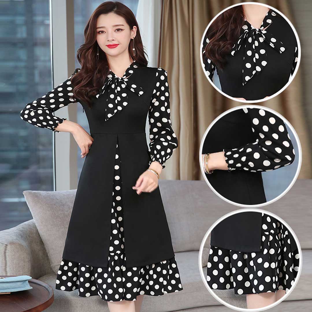 Stylish Dot Print Long Koti Kurti Dress  1816