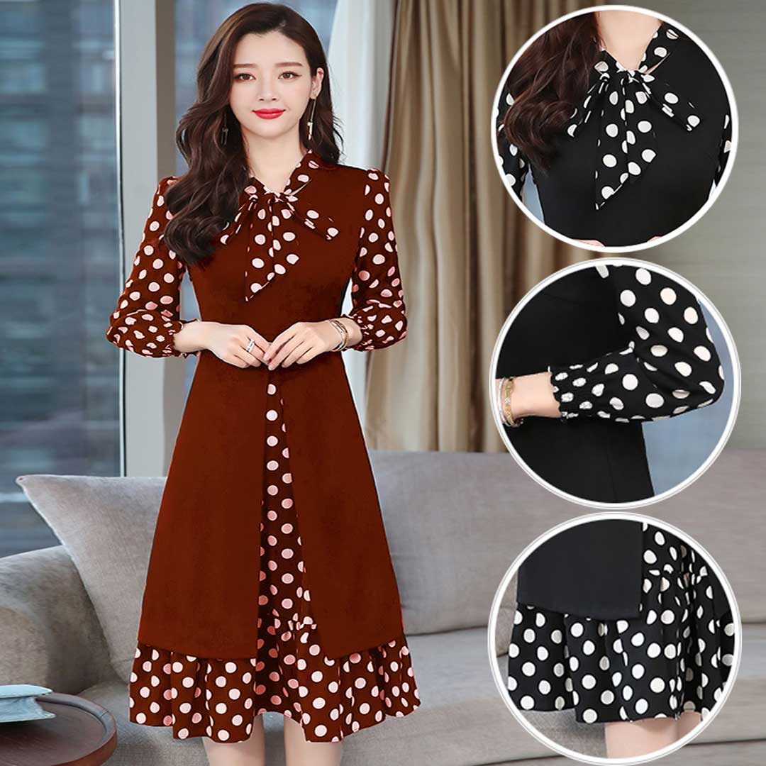 Stylish Dot Print Long Koti Kurti Dress  1817