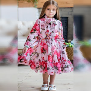 Flower Gown Light beige dress  Baby Long Flower Gown Dress 1722